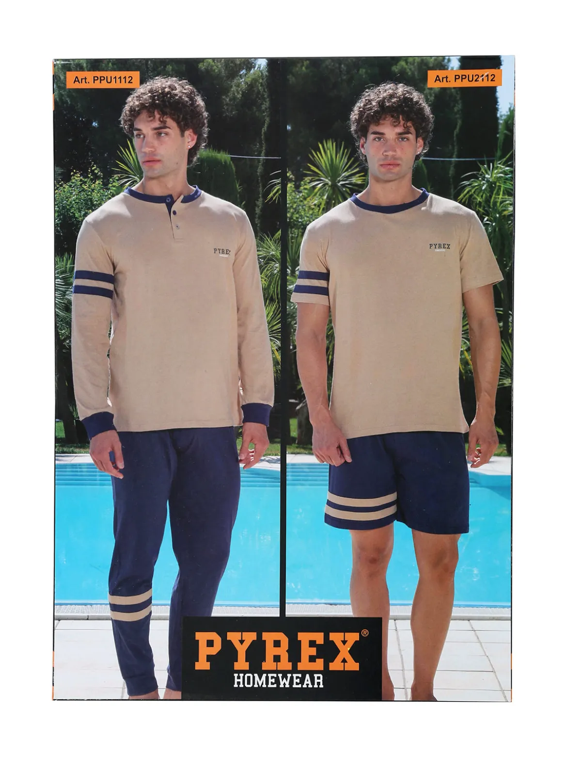 Pyrex Pigiama lungo da uomo in cotone - beige