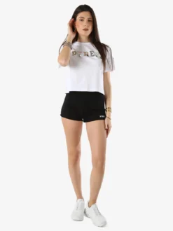 Pyrex Shorts donna in cotone con logo - nero