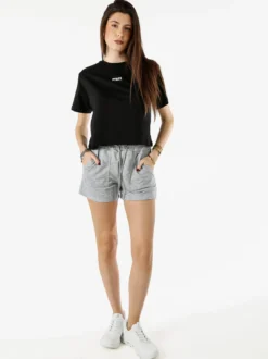 Pyrex T-shirt cropped da donna con logo - nero