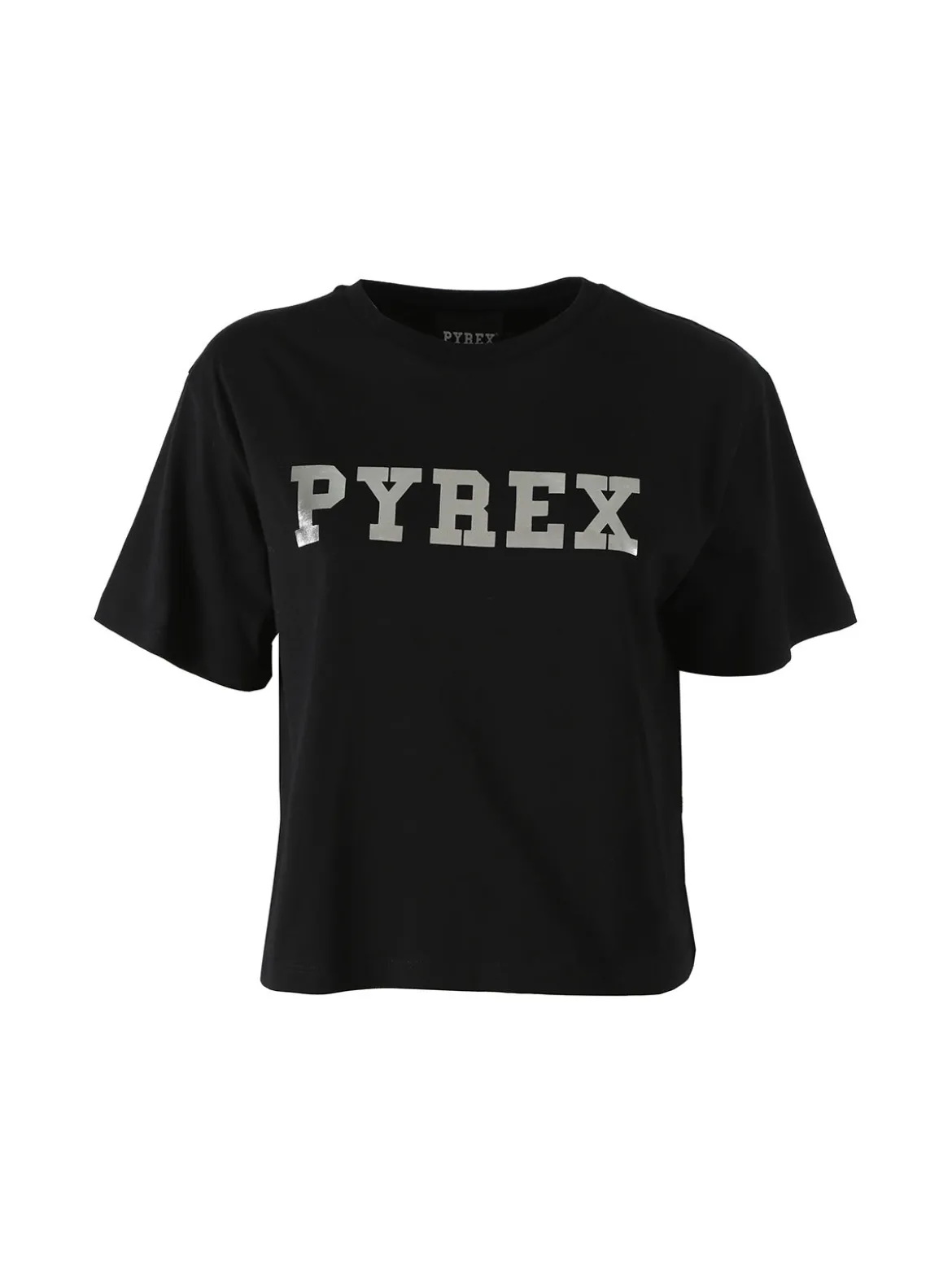 Pyrex T-shirt donna cropped con logo - nero