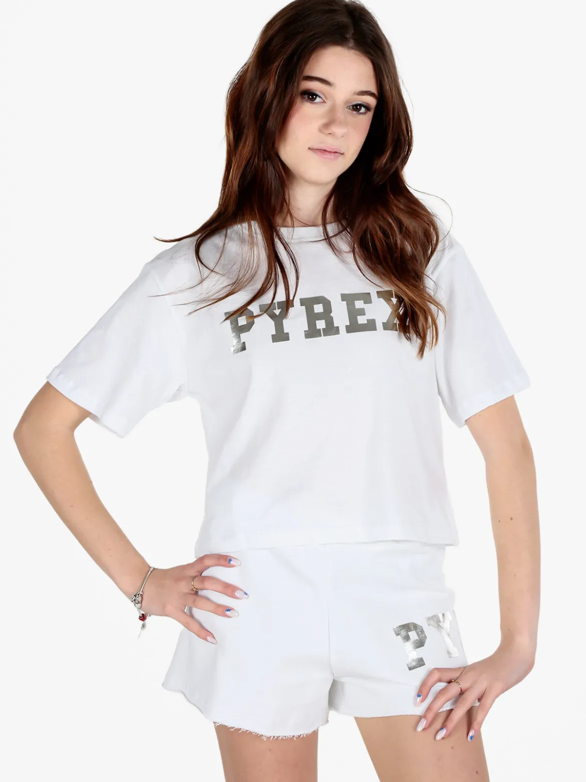 Pyrex T-shirt donna cropped in cotone