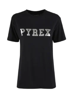 Pyrex T-shirt donna in cotone con logo - nero