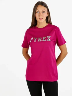 Pyrex T-shirt donna in cotone con logo - porpora