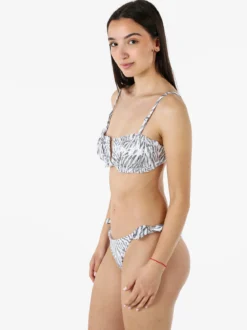 Rai7 Bikini donna zebrato con reggiseno a fascia e slip con laccetti - bianco