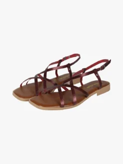 Rebecca - Made In Italy Sandali bassi in pelle da donna con fascette incrociate