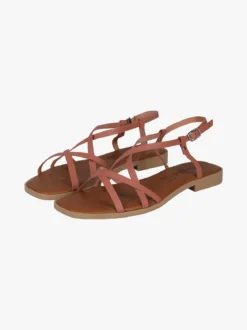 Rebecca - Made In Italy Sandali bassi in pelle da donna con fascette incrociate