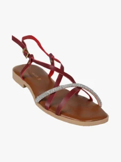 Rebecca - Made In Italy Sandali bassi in pelle da donna con strass