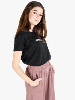 Renato Balestra T-shirt donna in cotone bielastico con scritta e strass