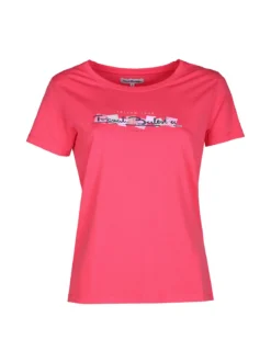 Renato Balestra T-shirt donna in cotone bielastico con scritta e strass