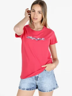 Renato Balestra T-shirt donna in cotone bielastico con scritta e strass