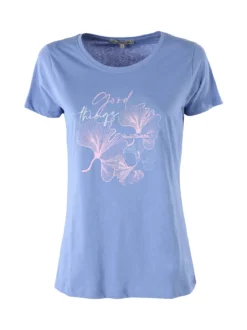 Renato Balestra T-shirt girocollo da donna con stampa colorata - cielo