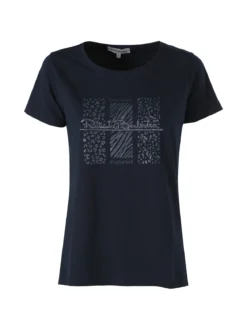 Renato Balestra T-shirt girocollo da donna in cotone con stampa e brillantini - blu scuro