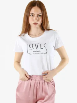 Renato Balestra T-shirt girocollo da donna in cotone con stampa - bianco