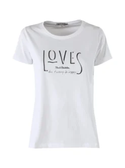 Renato Balestra T-shirt girocollo da donna in cotone con stampa - bianco