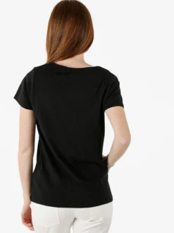 Renato Balestra T-shirt girocollo da donna in cotone con strass e dettagli lurex - nero