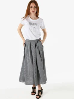 Renato Balestra T-shirt girocollo da donna in cotone con strass e dettagli lurex - bianco