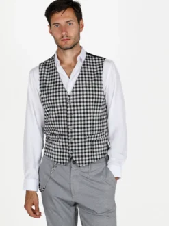 Renever Gilet uomo a quadretti con bottoni