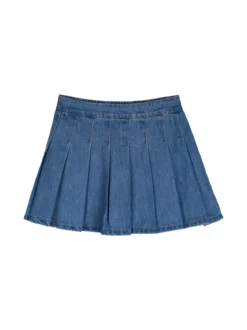 Re Panda Completo 2 pezzi da bambina con felpa oversize e gonna in jeans - bianco