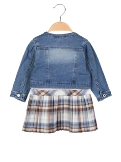Re Panda Completo 2 pezzi da neonata con vestito + giacca in jeans