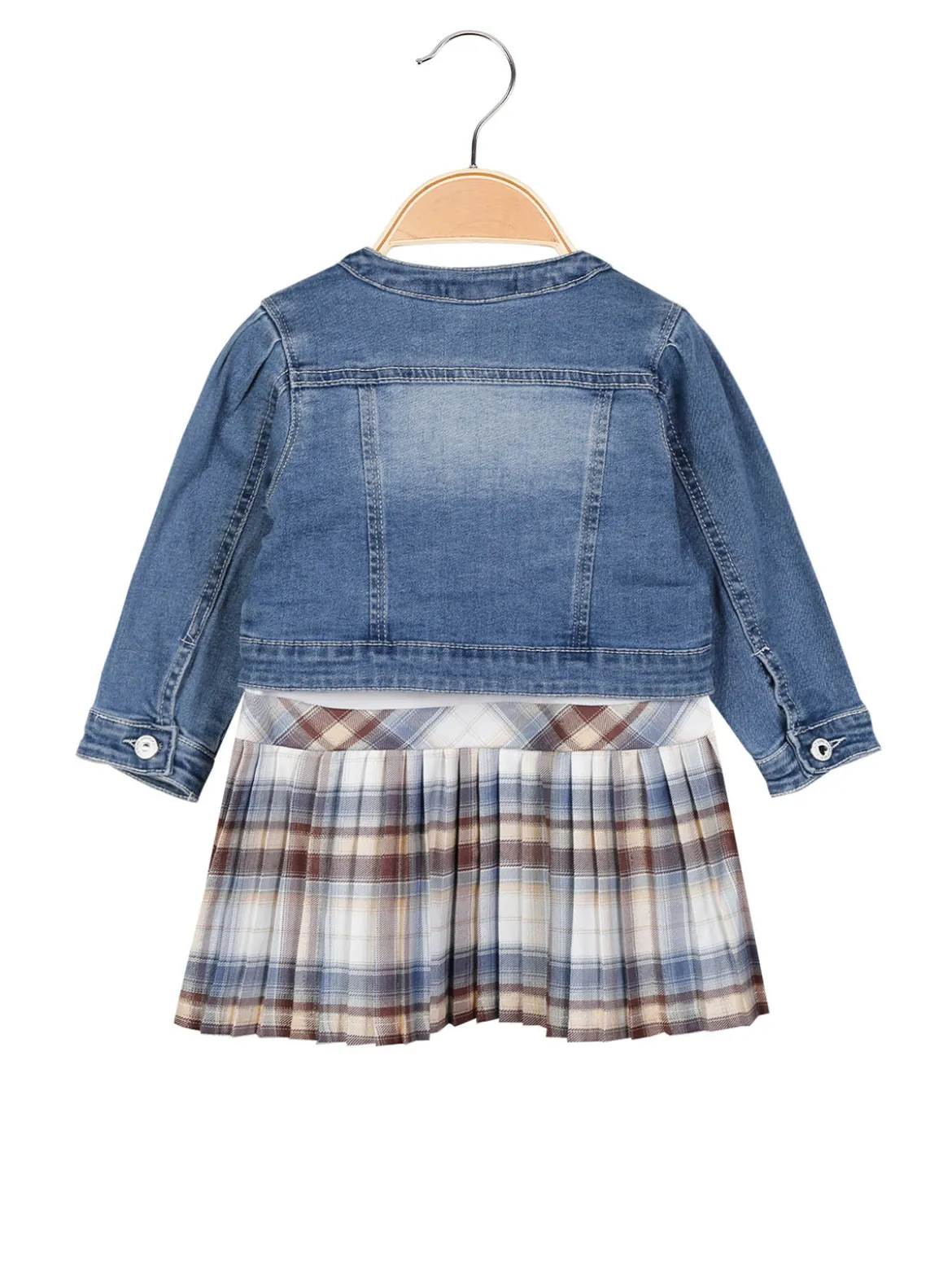 Re Panda Completo 2 pezzi da neonata con vestito + giacca in jeans
