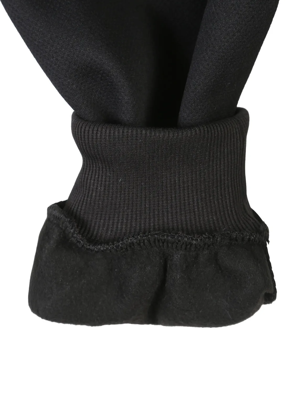 Re Panda Pantaloni cargo da bambino con polsini e interno felpato - nero