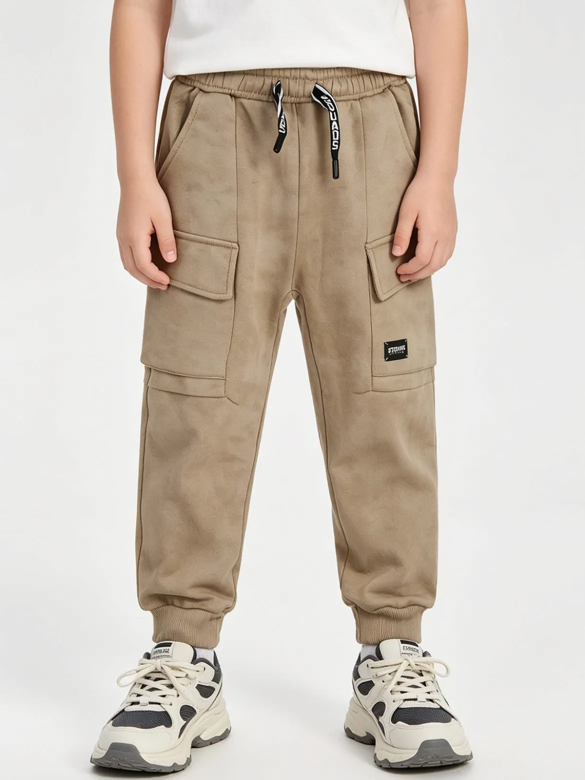 Re Panda Pantaloni da ragazzo con tasconi e polsini - khaki