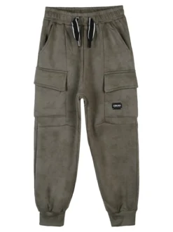Re Panda Pantaloni da ragazzo con tasconi e polsini - militare