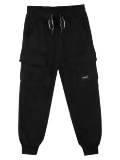 Re Panda Pantaloni da ragazzo con tasconi e polsini - nero