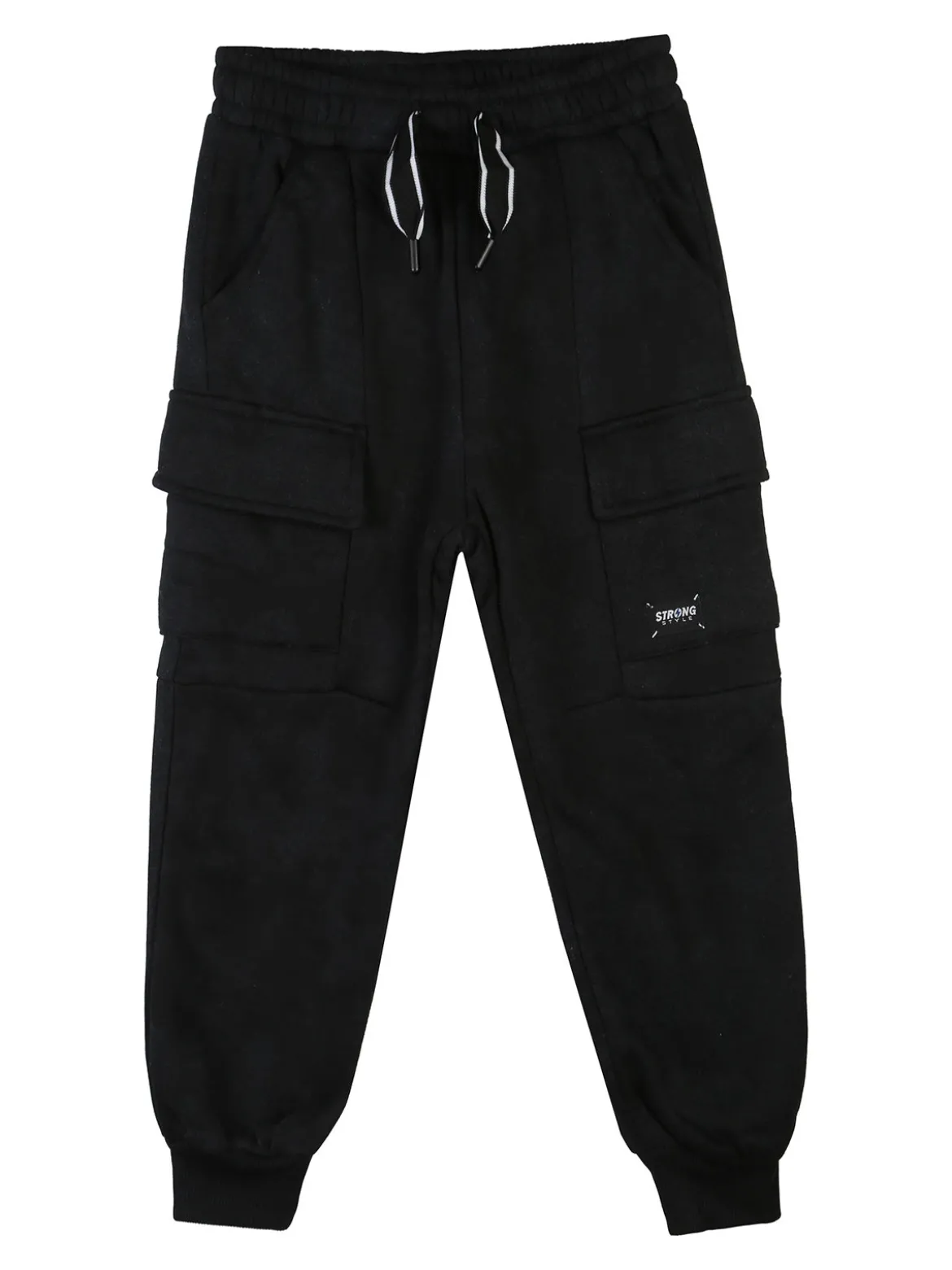Re Panda Pantaloni da ragazzo con tasconi e polsini - nero