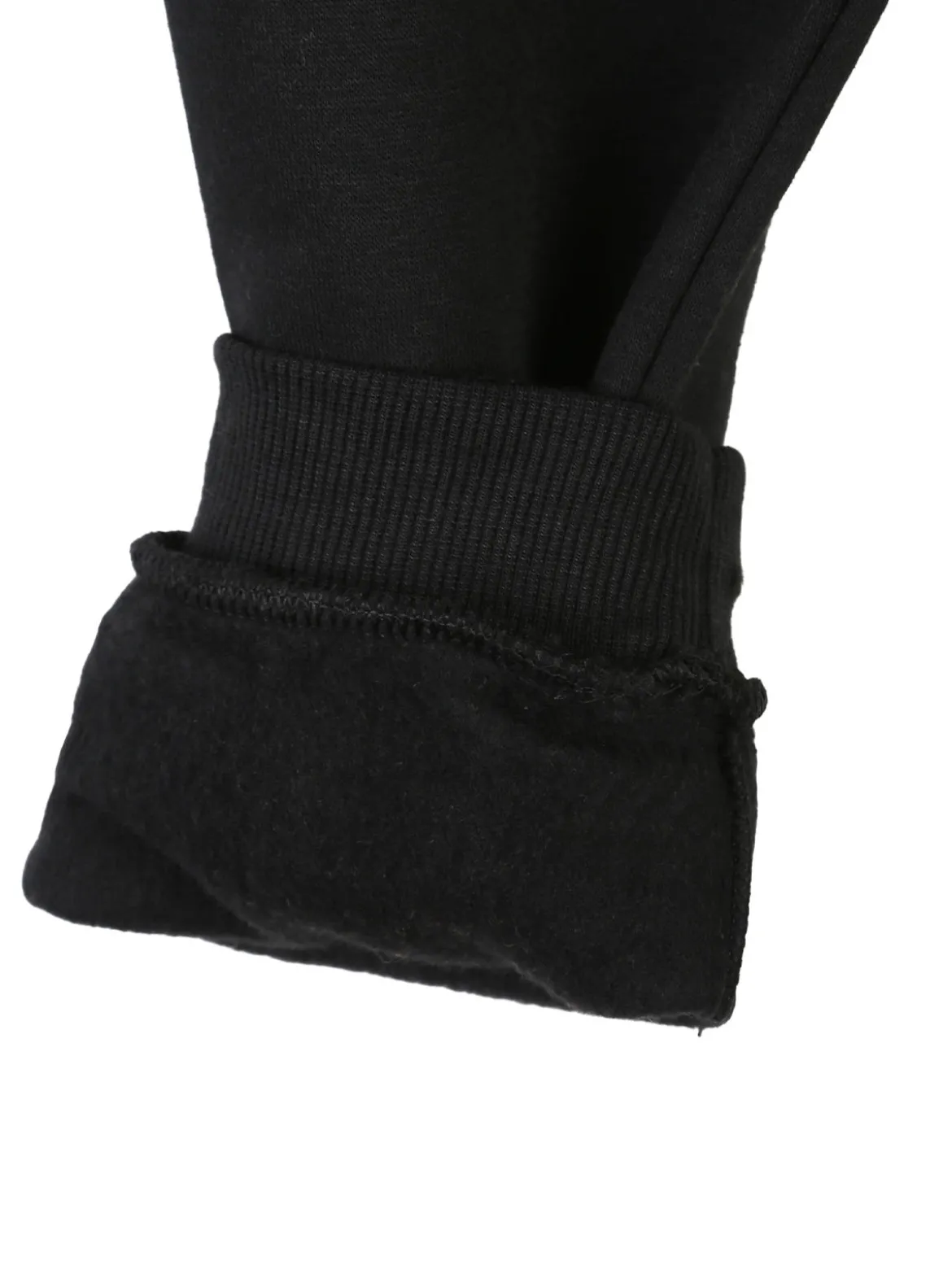 Re Panda Pantaloni tuta da bambino con polsini e interno caldo - nero