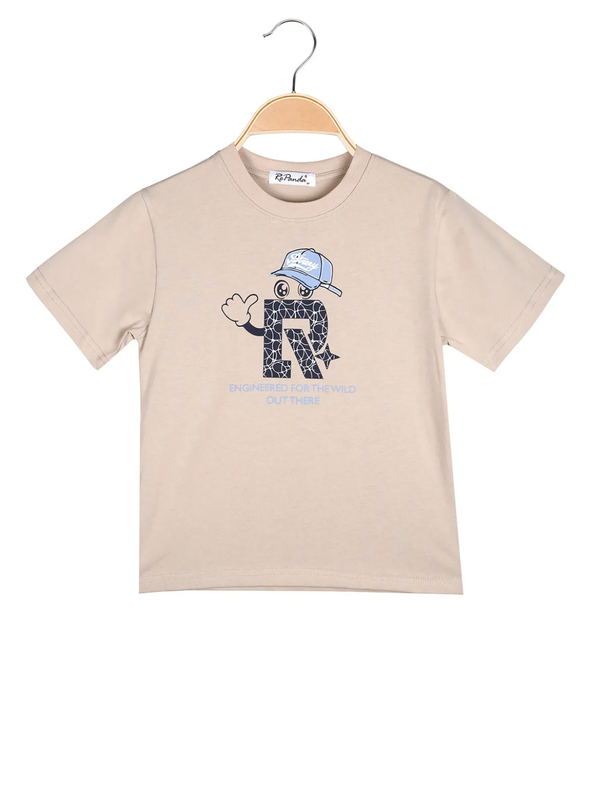 Re Panda T-shirt da bambino in cotone con stampa - beige
