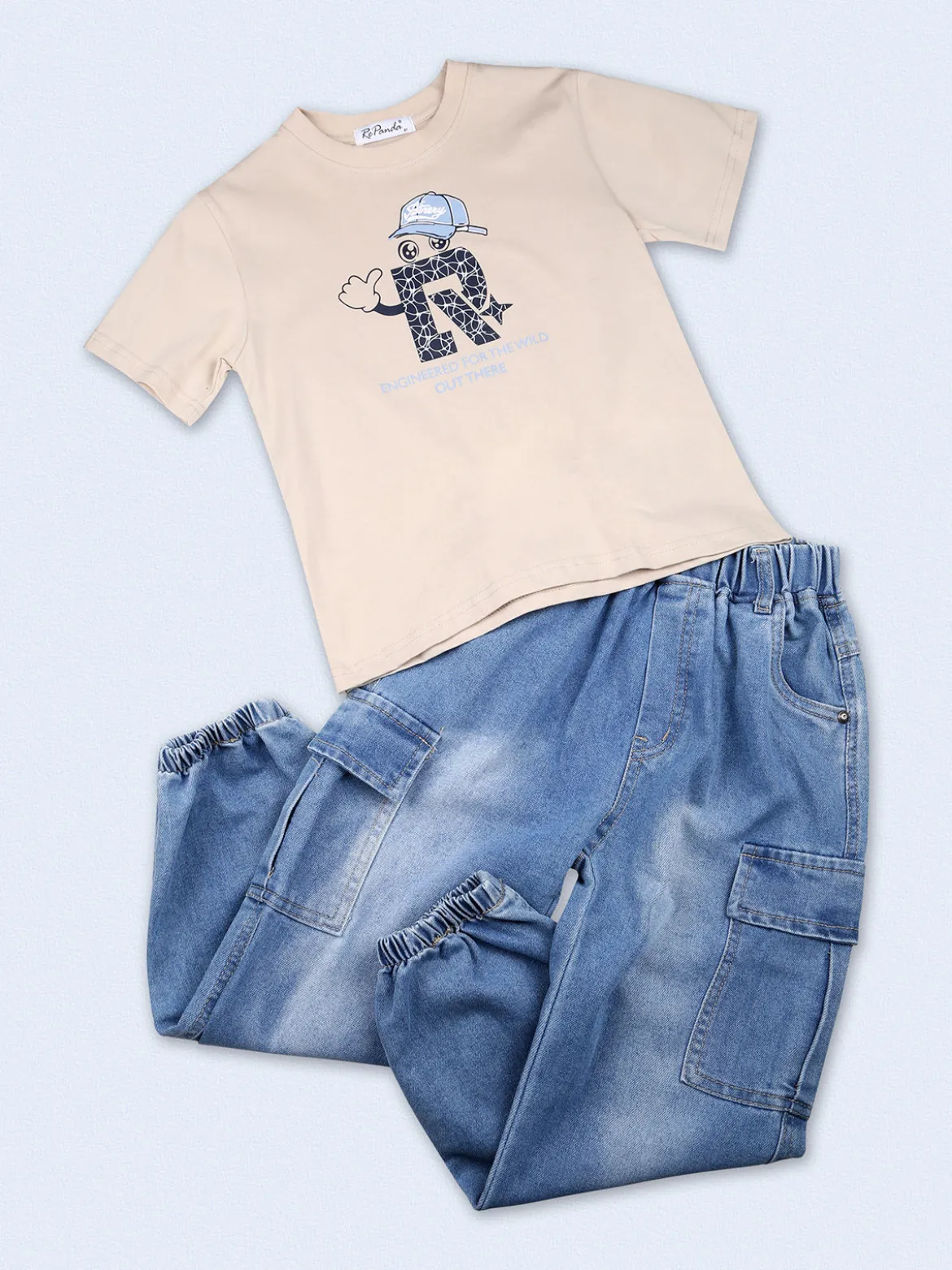 Re Panda T-shirt da bambino in cotone con stampa - beige