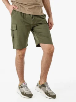 Rifle Bermuda da uomo in felpa con tasconi laterali - militare