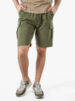 Rifle Bermuda da uomo in felpa con tasconi laterali - militare