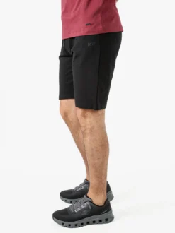Rifle Bermuda da uomo in felpa di cotone con coulisse - nero