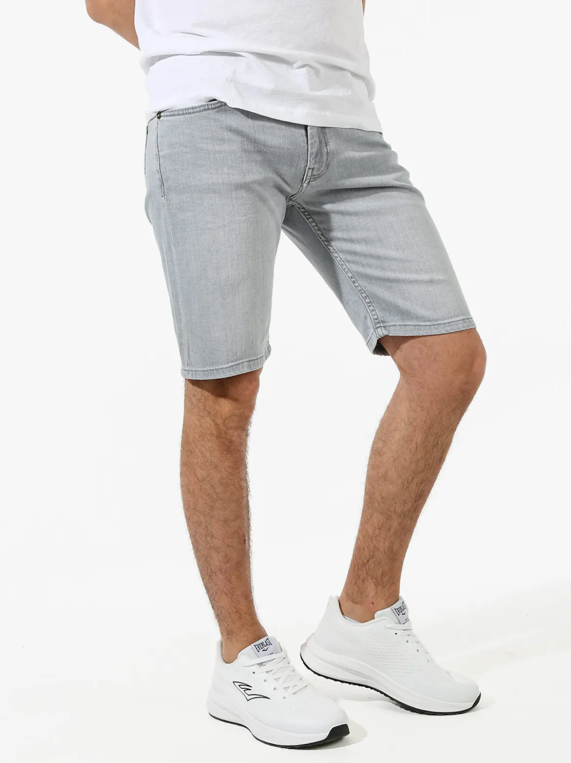 Rifle Bermuda da uomo in jeans - grigio
