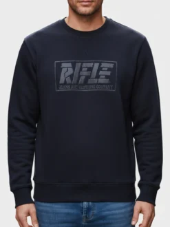 Rifle Felpa girocollo da uomo con logo - blu scuro