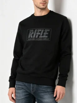 Rifle Felpa girocollo da uomo con logo - nero