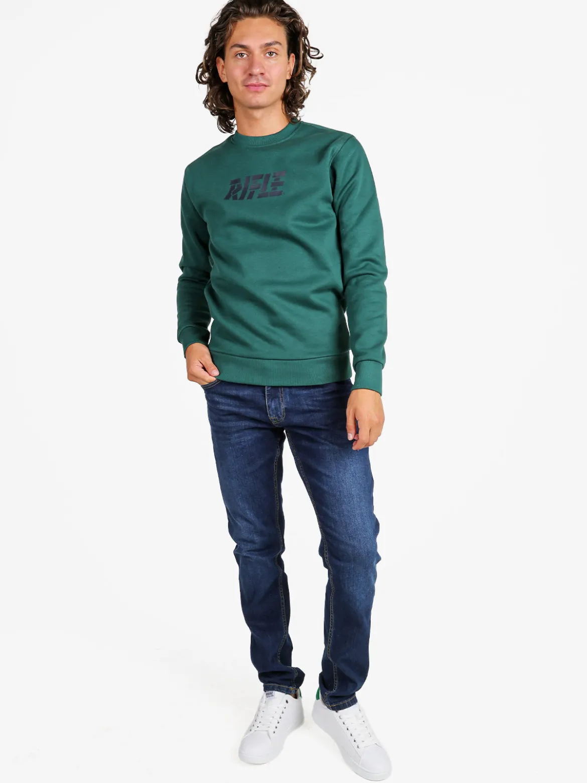 Rifle Felpa girocollo da uomo invernale con logo - verde