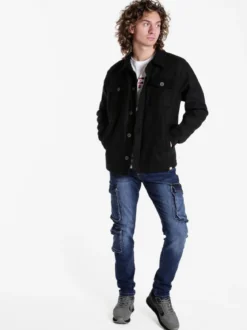 Rifle Giacca camicia da uomo effetto lana con bottoni