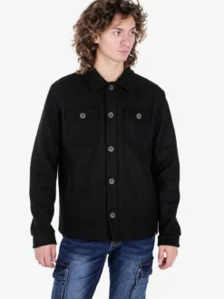 Rifle Giacca camicia da uomo effetto lana con bottoni