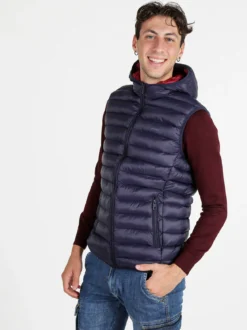 Rifle Gilet da uomo imbottito con cappuccio - blu scuro