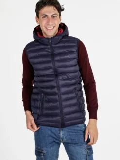 Rifle Gilet da uomo imbottito con cappuccio - blu scuro