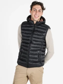 Rifle Gilet da uomo imbottito con cappuccio - nero