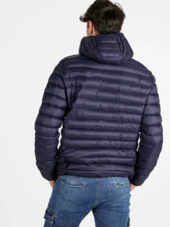 Rifle Giubbotto da uomo imbottito con cappuccio e zip - blu scuro