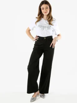 Rifle Pantaloni donna jeans a gamba larga - nero