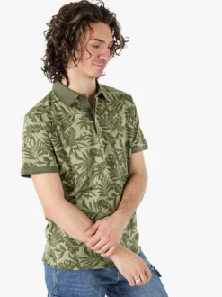 Rifle Polo da uomo in cotone a maniche corte con stampa floreale - verde