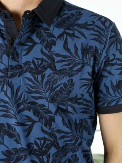 Rifle Polo da uomo in cotone a maniche corte con stampa floreale - blu
