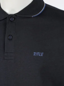 Rifle Polo uomo a maniche lunghe in cotone - blu scuro
