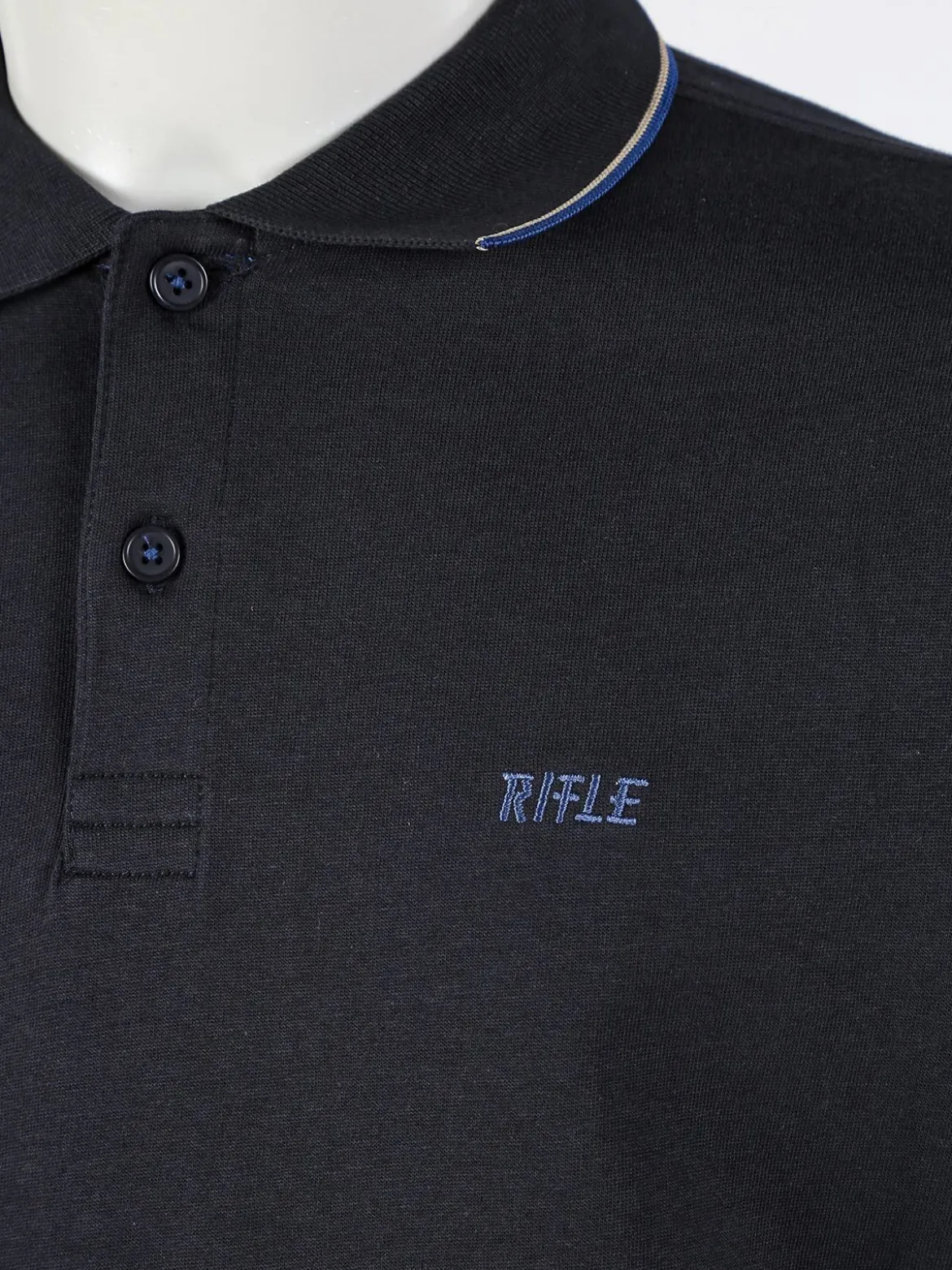 Rifle Polo uomo a maniche lunghe in cotone - blu scuro